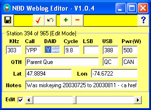 Screenshot of the NDB Weblog Station Editor