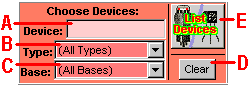 View of the Choose Devices section of the selection form.