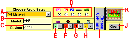 View of the Choose Radio Sets section of the selection form.